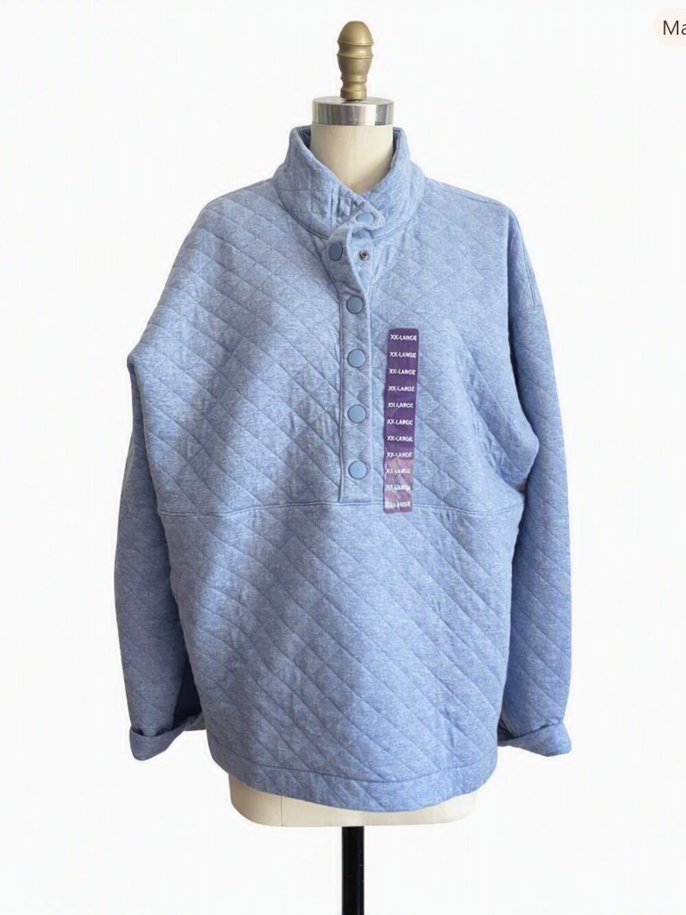 Eddie Bauer women's blue quilted snap-placket pullover Size XL